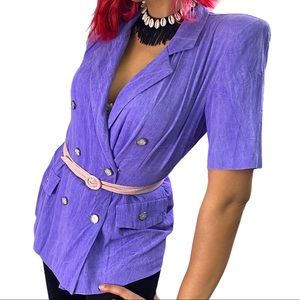 SOLD • 80’s Short Sleeve Southwest Blazer Lilac M